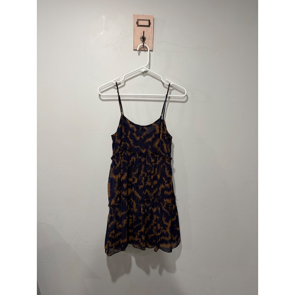 Urban Outfitters Navy Rust Abstract Print Tiered Babydoll Mini Dress Small